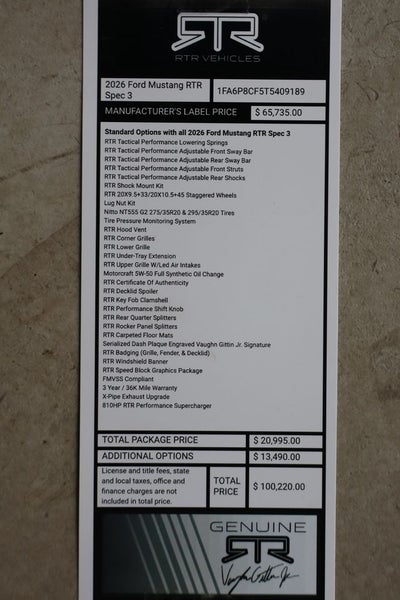 2026 Ford Mustang GT Premium RTR Spec 3