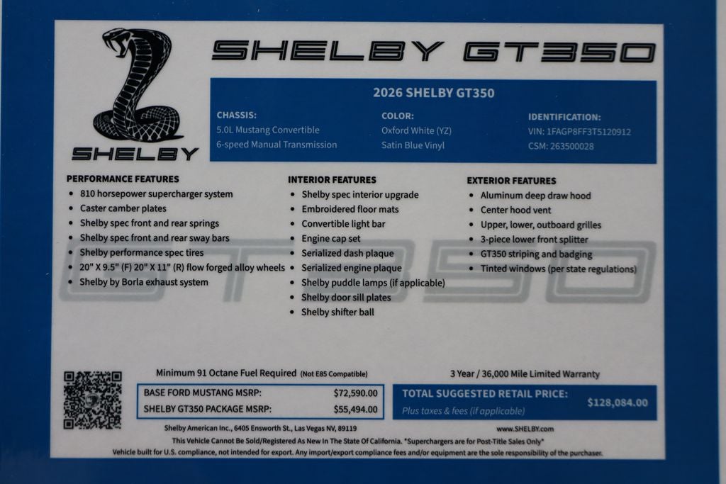 2026 Ford Mustang GT Premium Shelby GT350