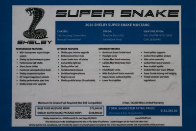 2026 Ford Mustang GT Premium Shelby Super Snake