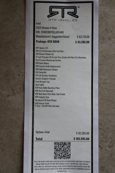 2025 Ford Bronco Badlands RTR ROVR Edition