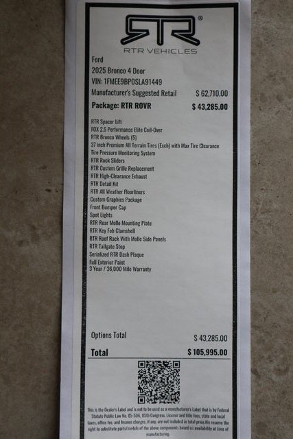 2025 Ford Bronco Badlands RTR ROVR Edition