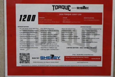 2026 Ford F-250SD Lariat TORQUE 1200 Edition By Shelby