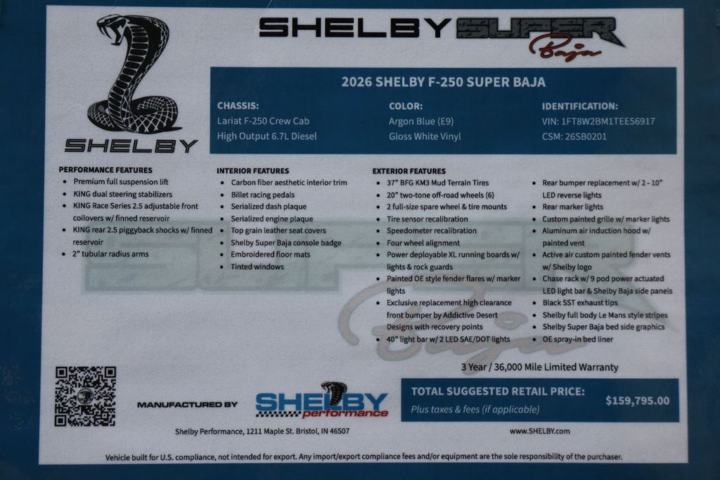 2026 Ford F-250SD Lariat Shelby Super Baja Edition