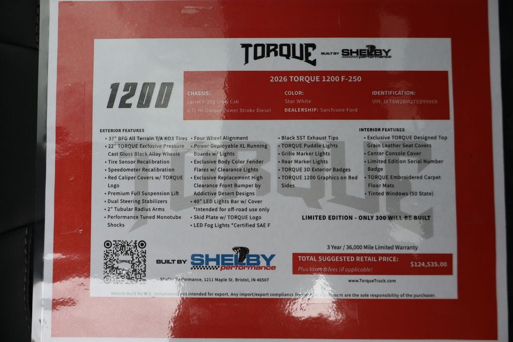 2026 Ford F-250SD Lariat Shelby TORQUE 1200 Edition