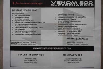 2025 Ford F-150 Lariat Hennessey Venom 800