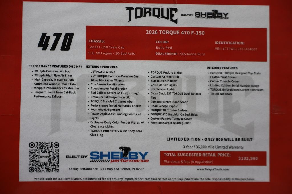 2026 Ford F-150 Lariat TORQUE 470 Edition By Shelby