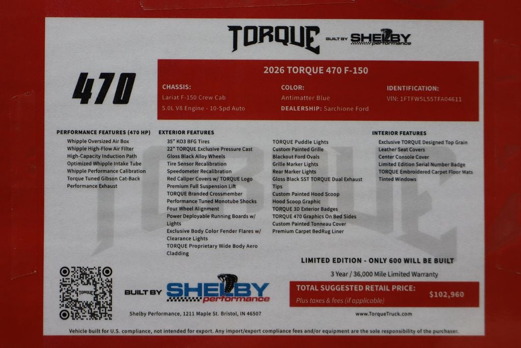 2026 Ford F-150 Lariat Shelby TORQUE 470 Edition
