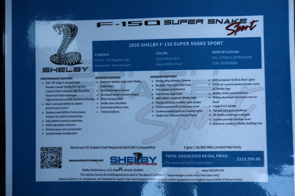 2026 Ford F-150 XL Shelby Super Snake Sport