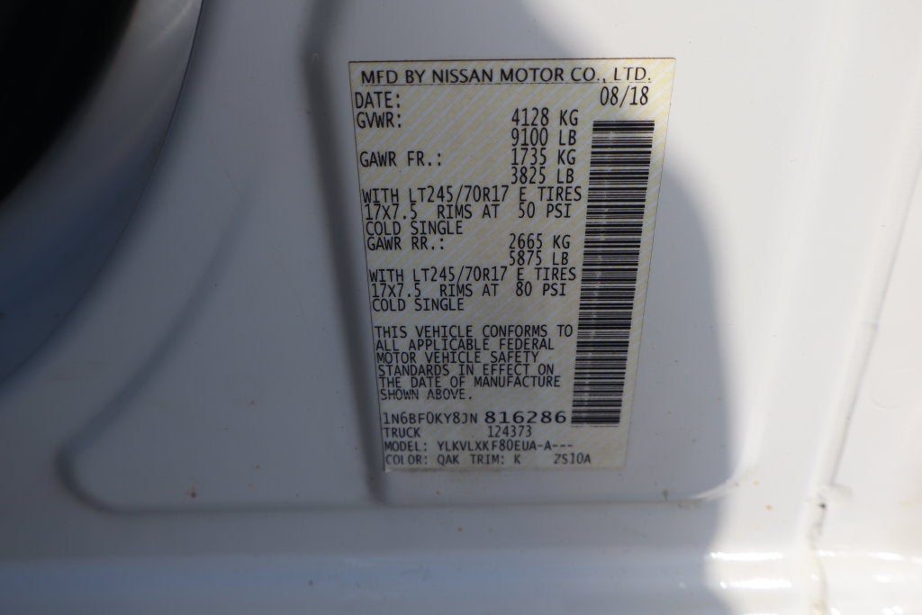 2018 Nissan NV2500 HD SV Standard Roof